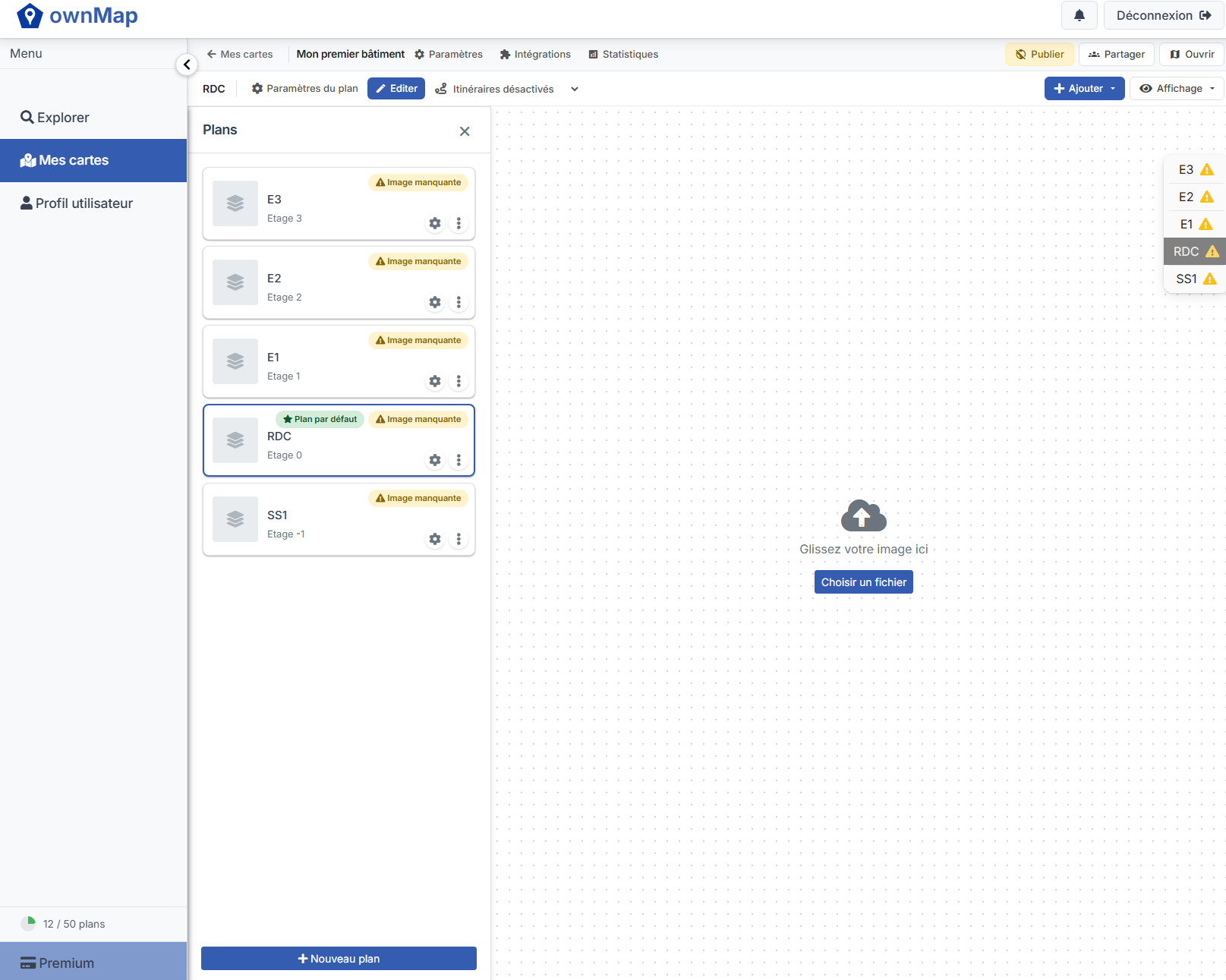 Importing floor plans to create an interactive map