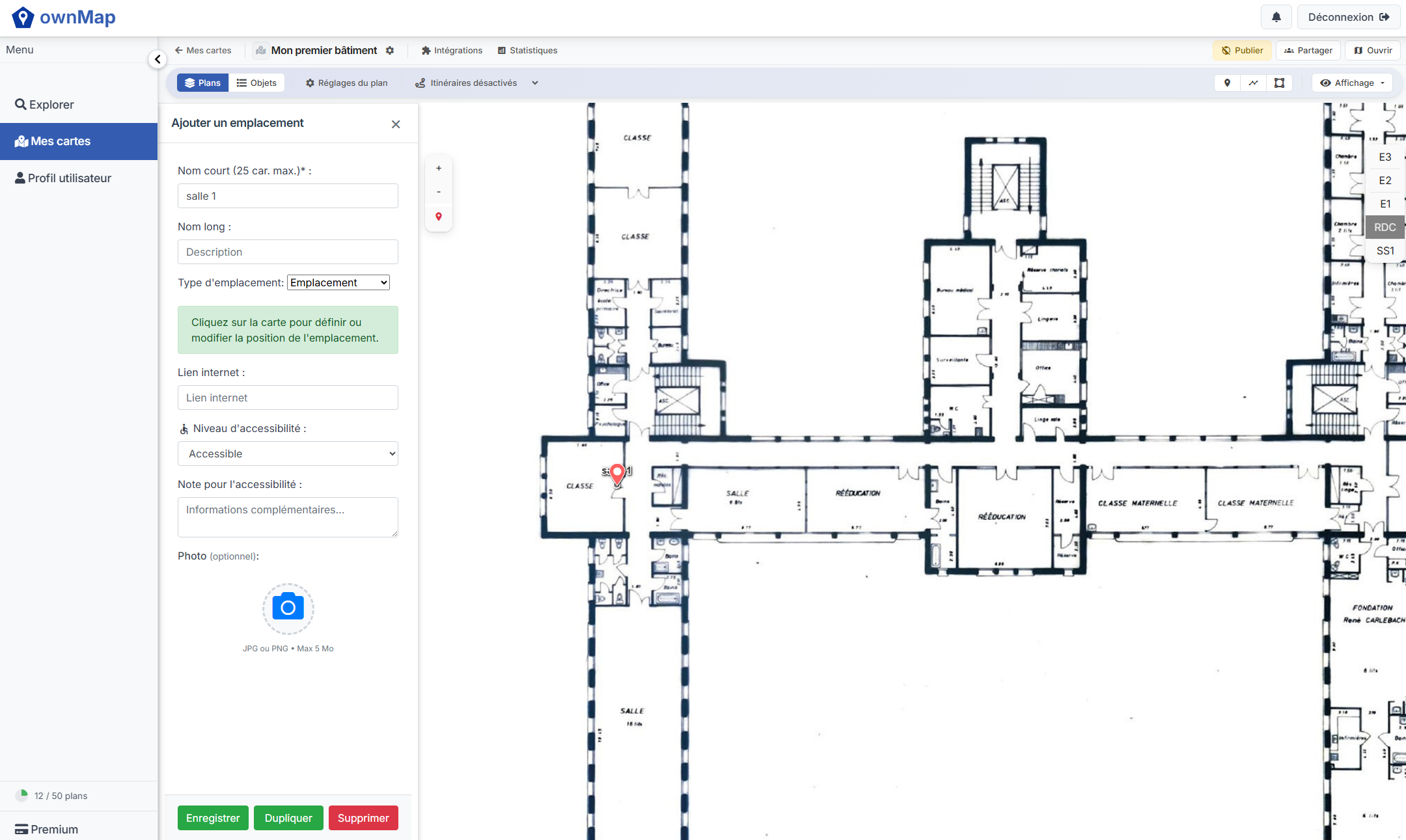 Ajoutez des emplacements dans ownMap